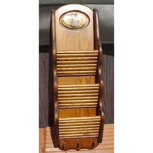 Letter Bill Key Holder Country Wood Lucite Wall Mounted 20" H Vntg 60s Cottage